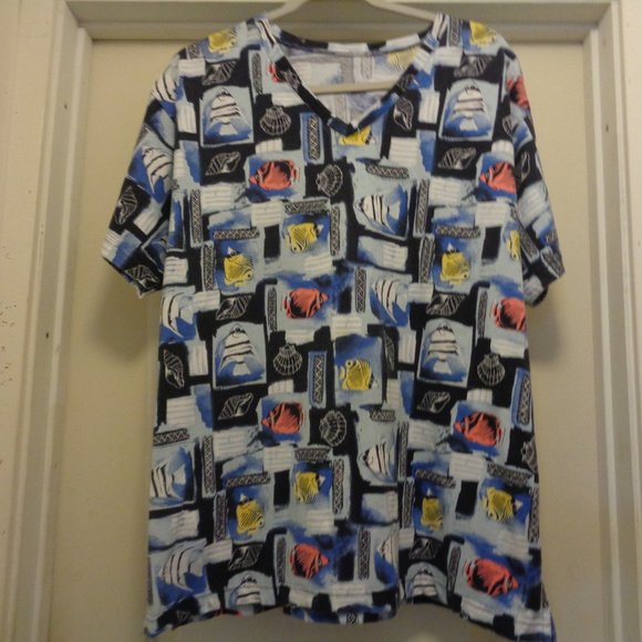 UNISEX TROPICAL FISH COTTON BLEND TEE TOP X LG - Picture 2 of 4